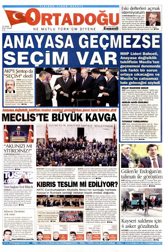 13 Ocak 2017 gazete manşetleri - 133