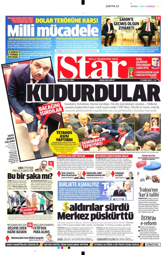 13 Ocak 2017 gazete manşetleri - 134