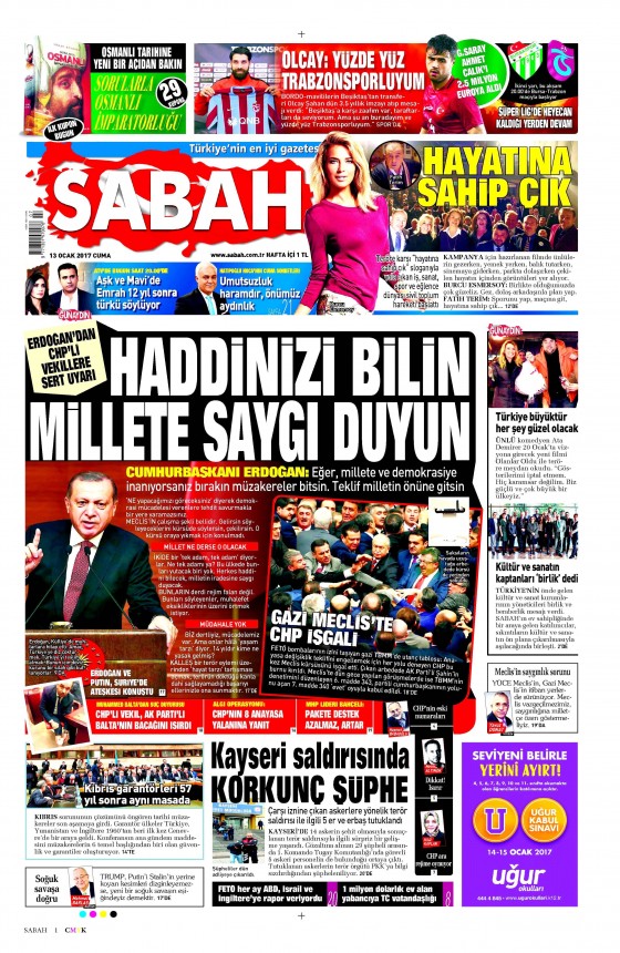 13 Ocak 2017 gazete manşetleri - 136
