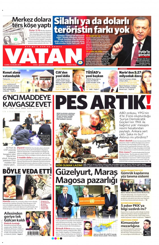 13 Ocak 2017 gazete manşetleri - 140