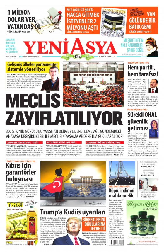 13 Ocak 2017 gazete manşetleri - 141