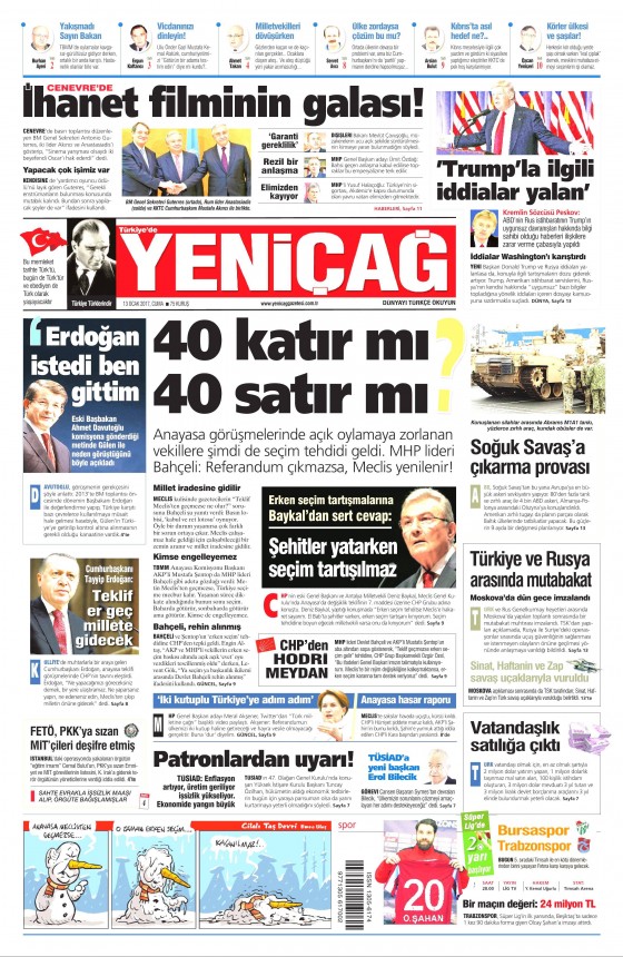 13 Ocak 2017 gazete manşetleri - 143