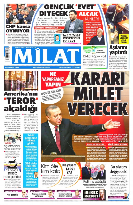 13 Ocak 2017 gazete manşetleri - 149