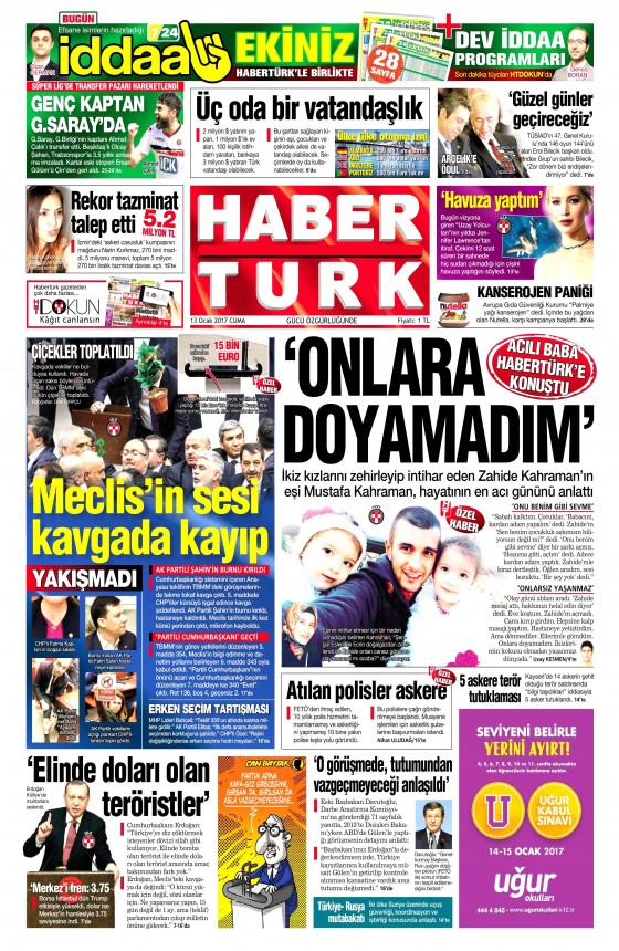 13 Ocak 2017 gazete manşetleri - 151