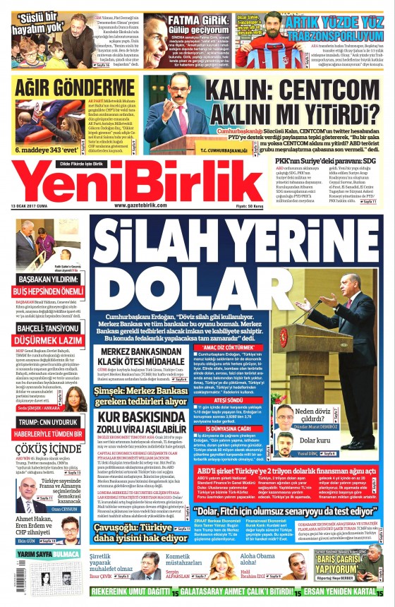 13 Ocak 2017 gazete manşetleri - 158