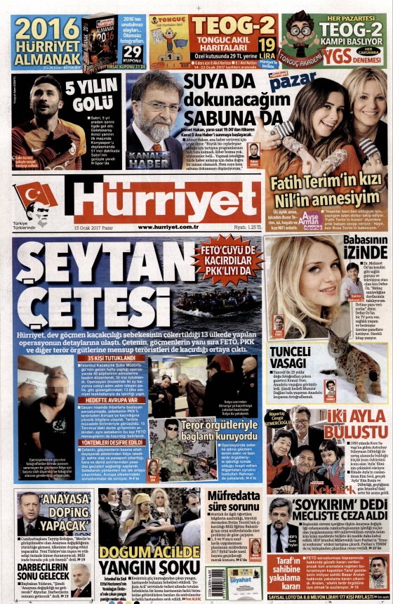 15 Ocak 2017 gazete manşetleri - 3