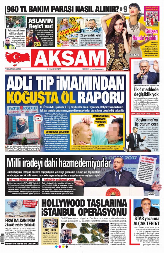 15 Ocak 2017 gazete manşetleri - 2