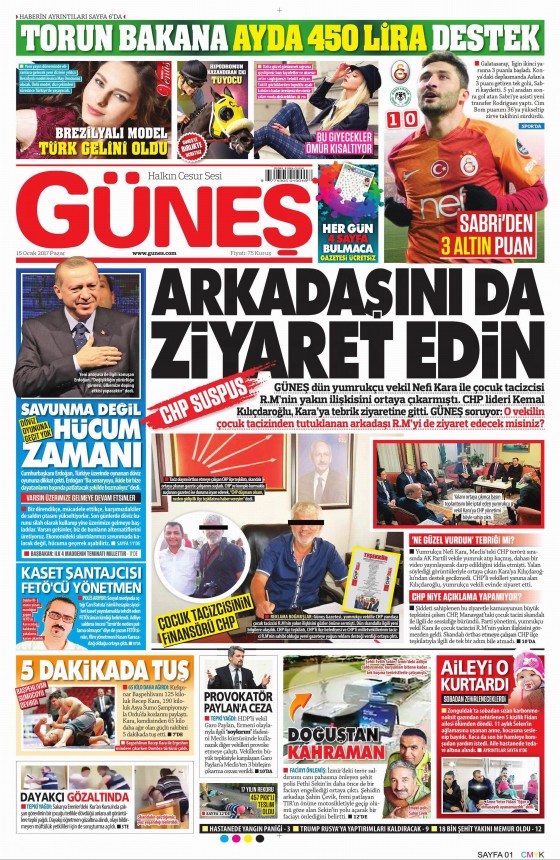 15 Ocak 2017 gazete manşetleri - 7