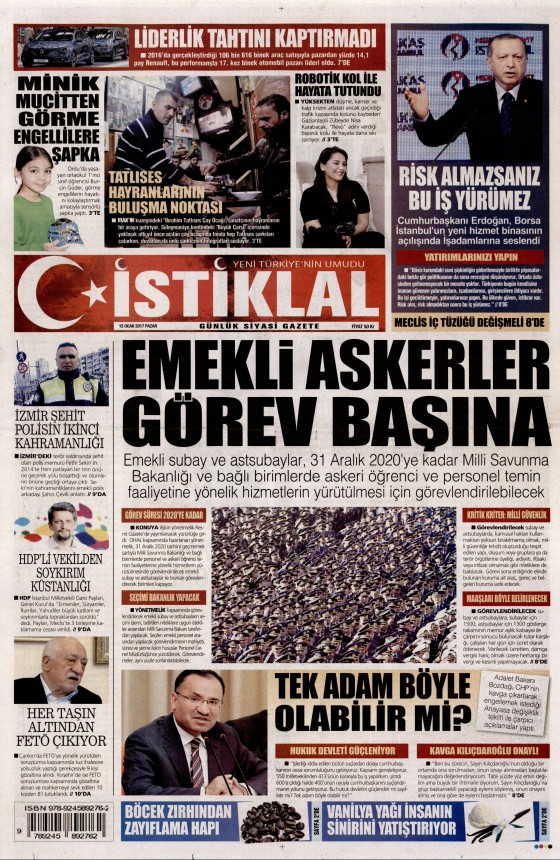 15 Ocak 2017 gazete manşetleri - 5