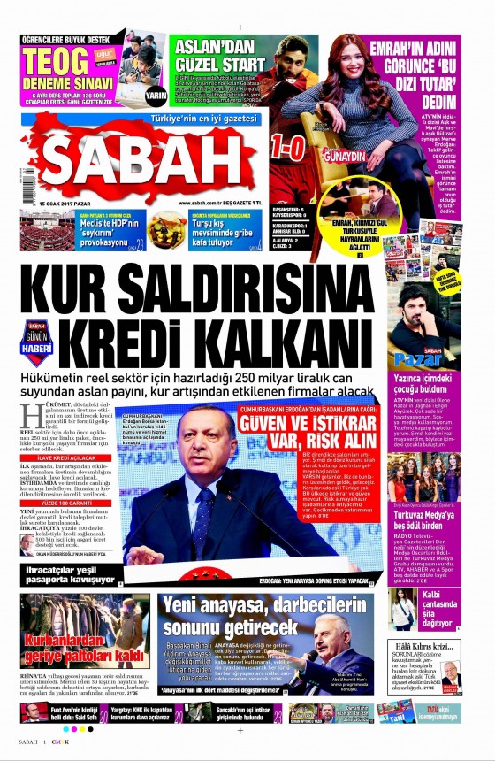 15 Ocak 2017 gazete manşetleri - 9
