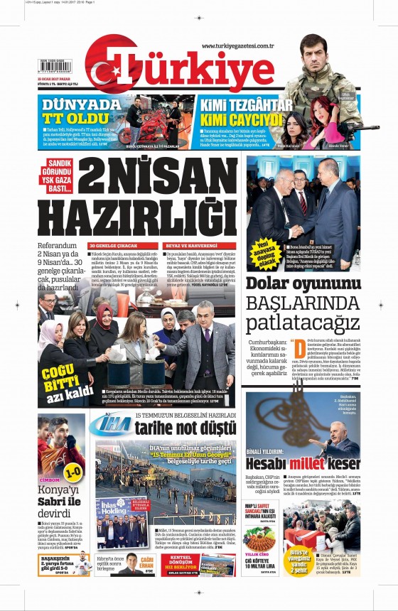 15 Ocak 2017 gazete manşetleri - 13