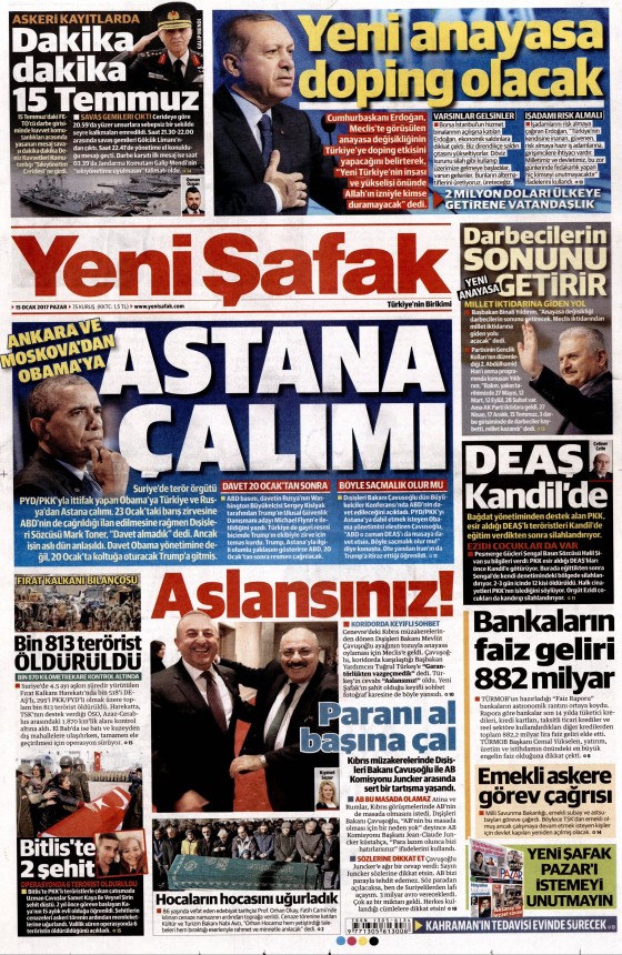 15 Ocak 2017 gazete manşetleri - 17