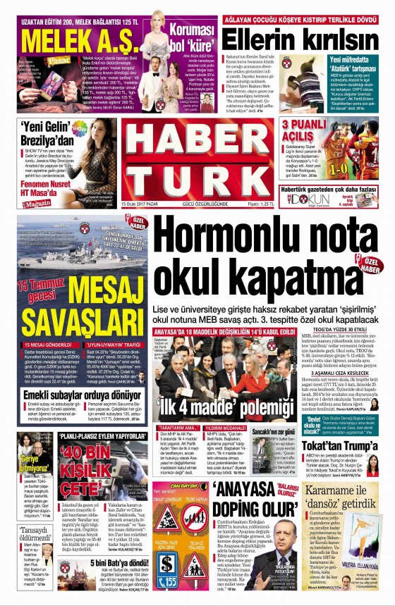 15 Ocak 2017 gazete manşetleri - 19