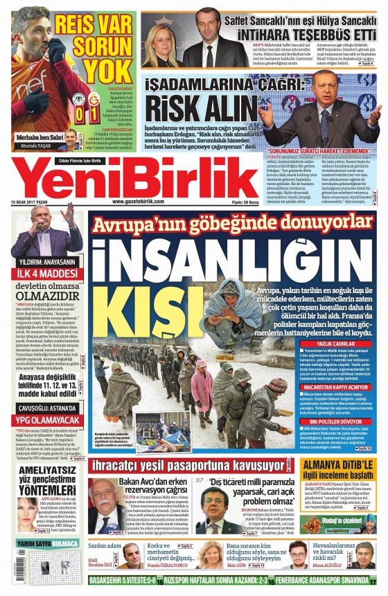 15 Ocak 2017 gazete manşetleri - 23