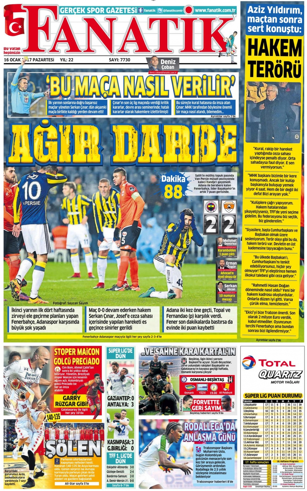 16 Ocak 2017 gazete manşetleri - 11