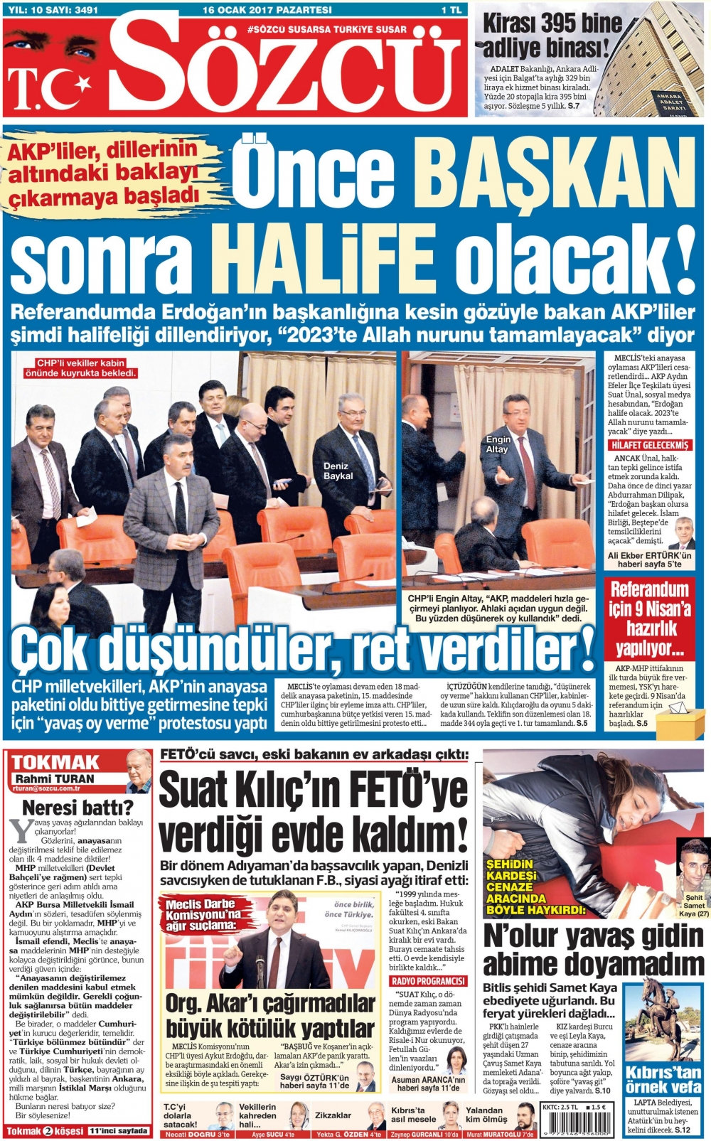 16 Ocak 2017 gazete manşetleri - 7