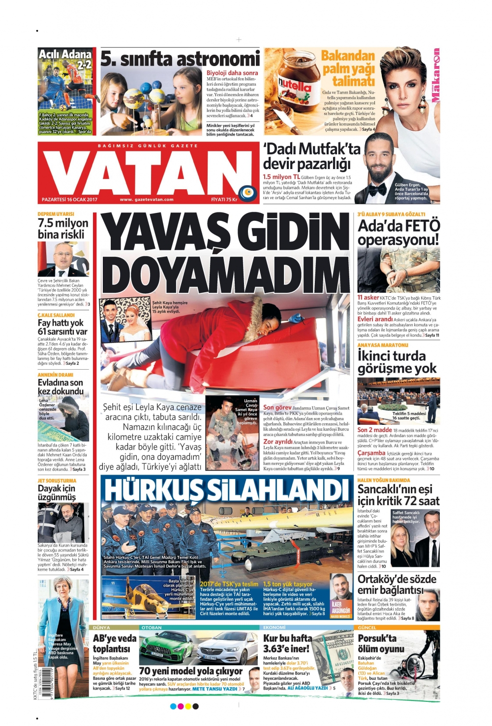 16 Ocak 2017 gazete manşetleri - 5