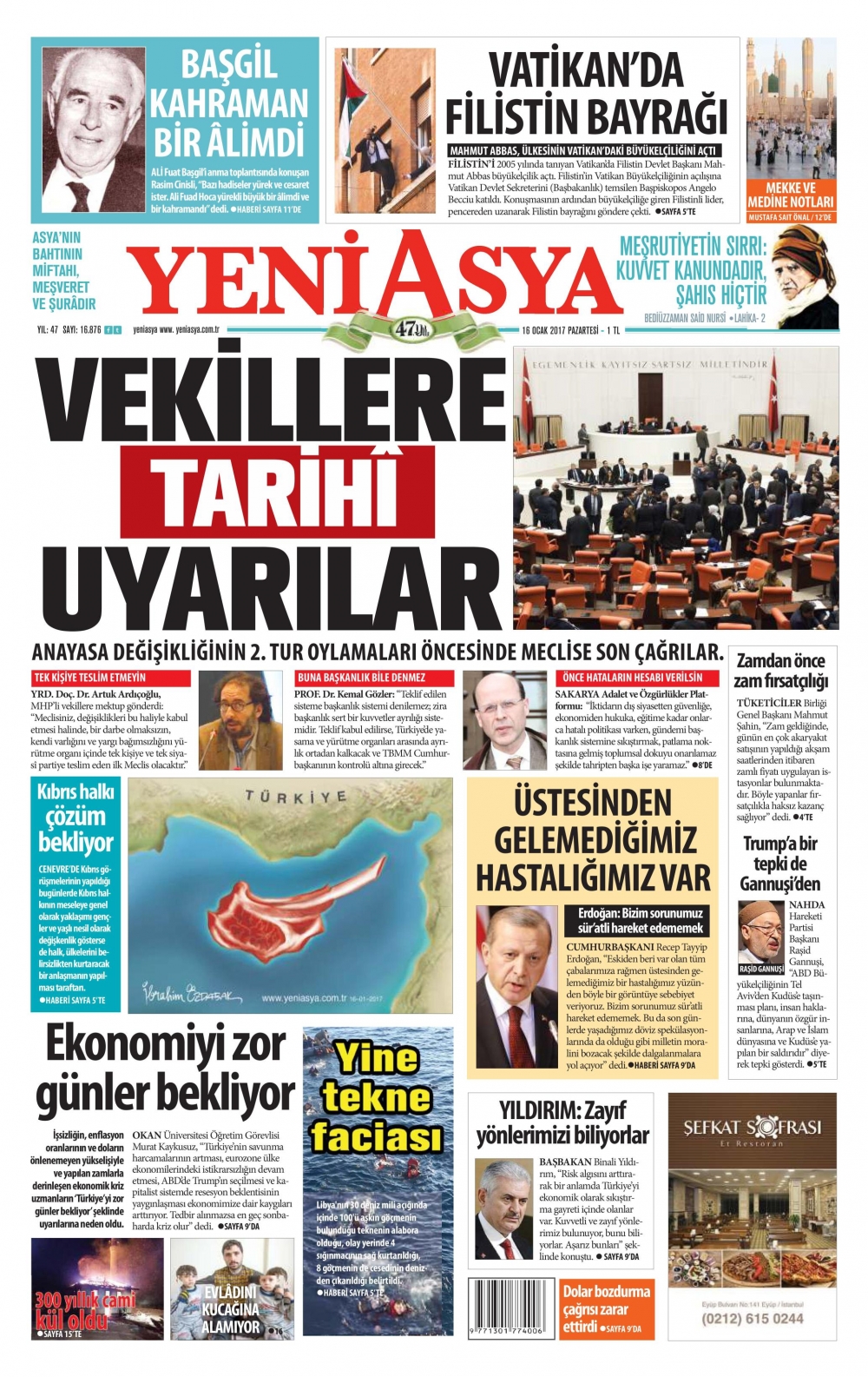 16 Ocak 2017 gazete manşetleri - 3