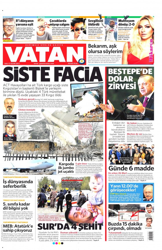 17 Ocak 2017 gazete manşetleri - 276