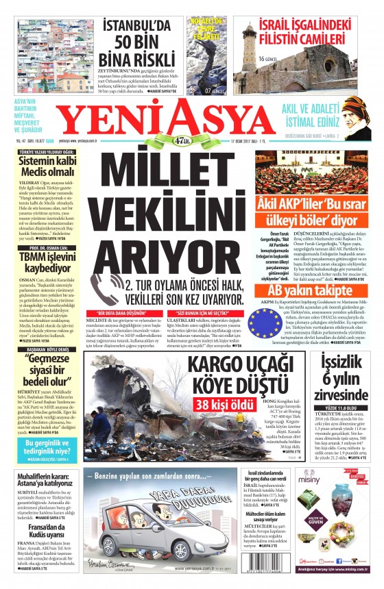 17 Ocak 2017 gazete manşetleri - 280