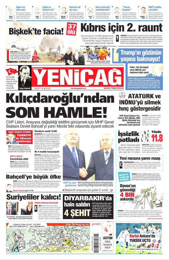 17 Ocak 2017 gazete manşetleri - 284
