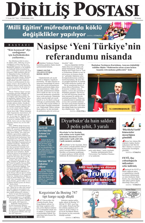 17 Ocak 2017 gazete manşetleri - 288