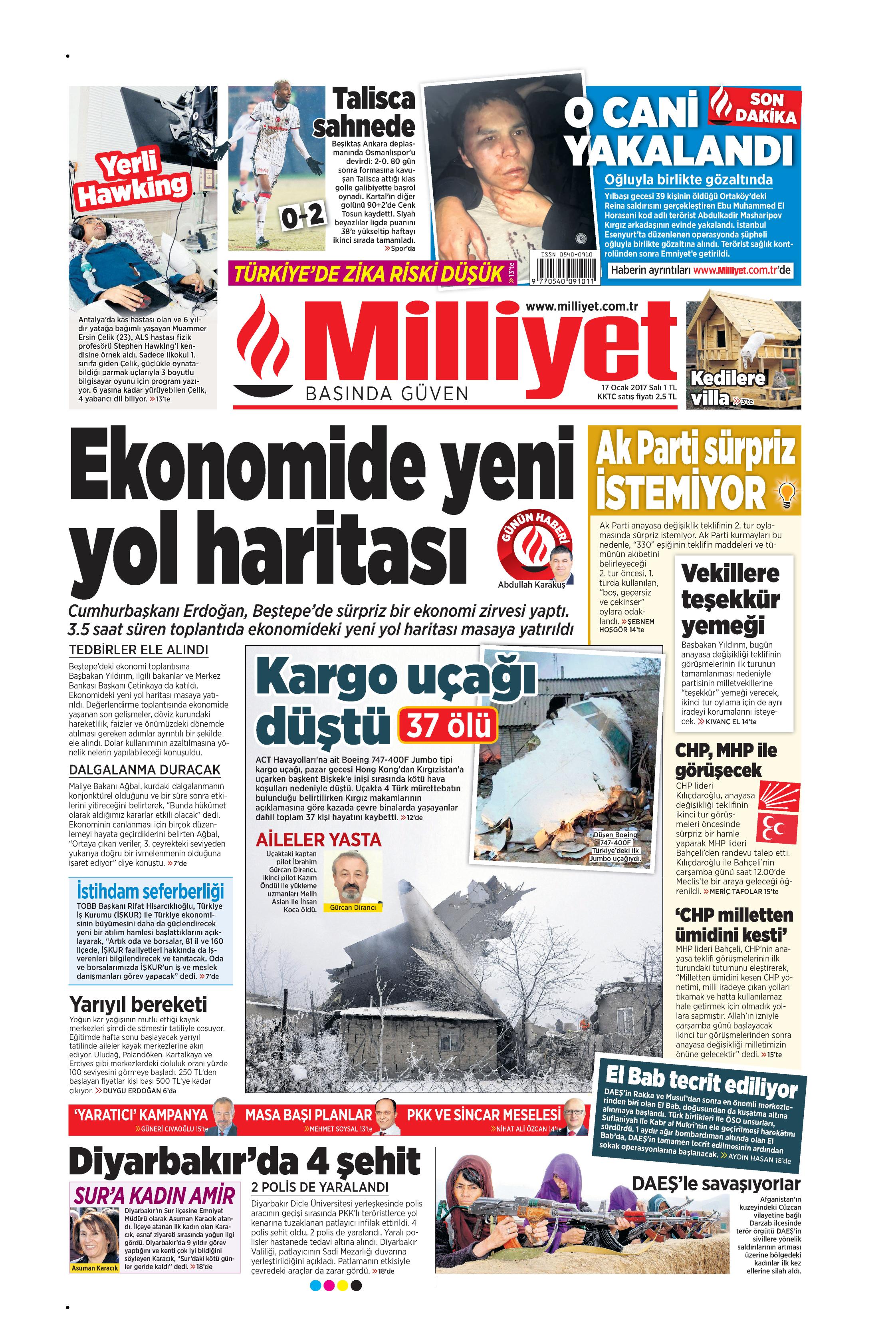 17 Ocak 2017 gazete manşetleri - 1