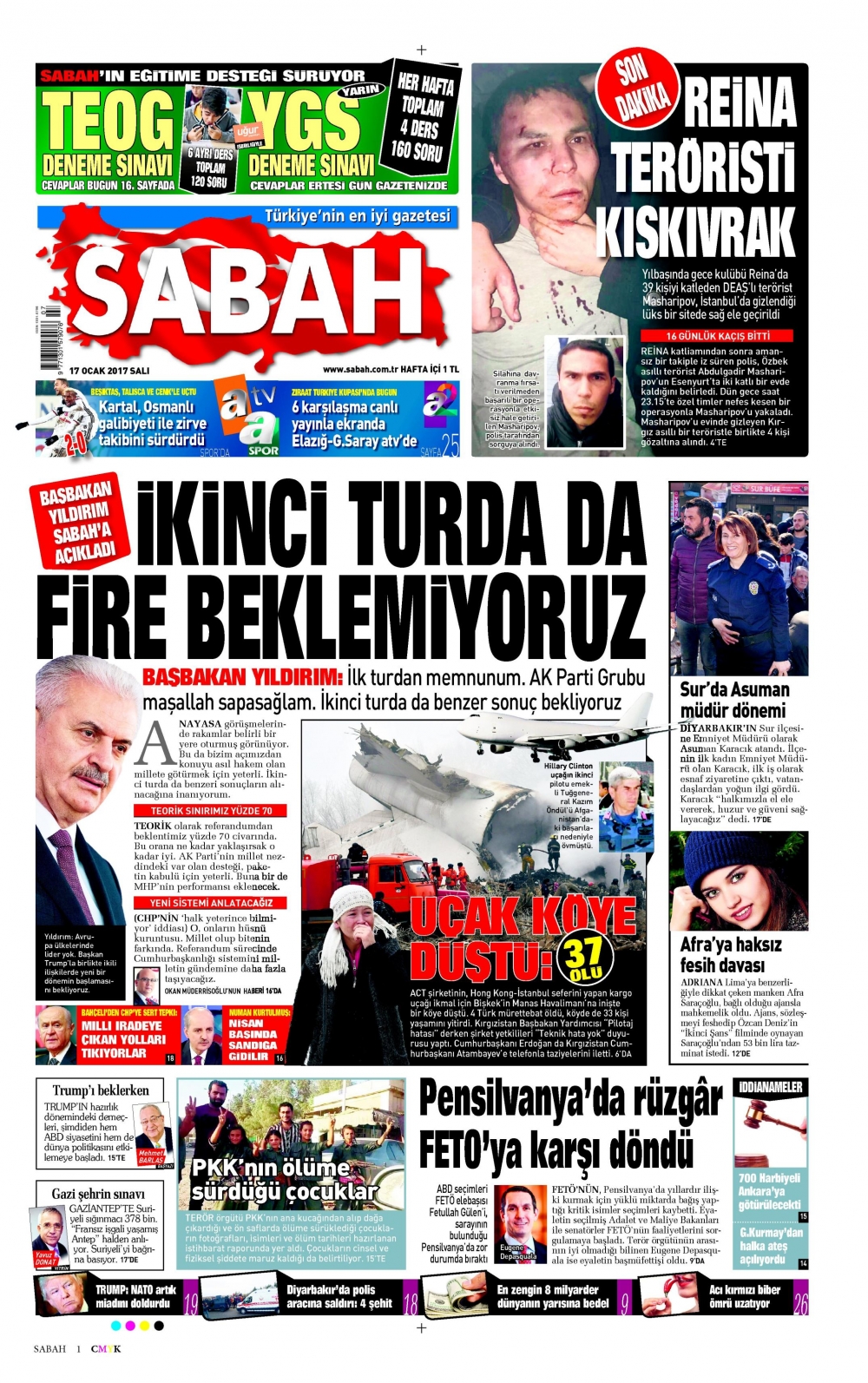 17 Ocak 2017 gazete manşetleri - 1
