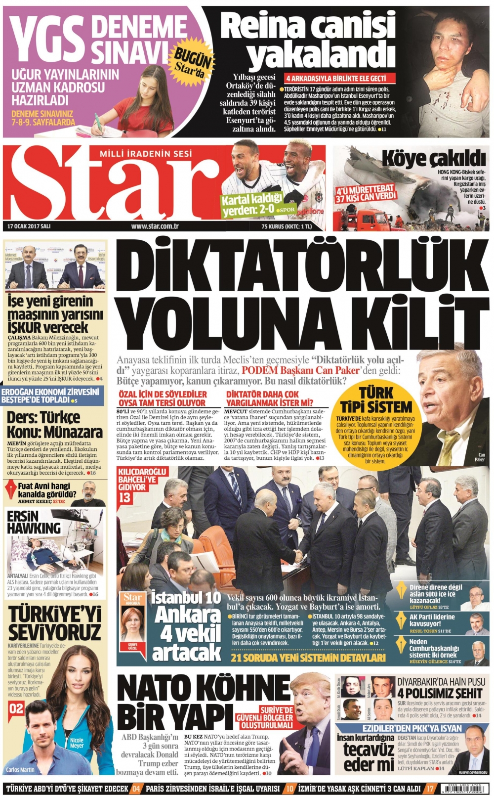 17 Ocak 2017 gazete manşetleri - 1