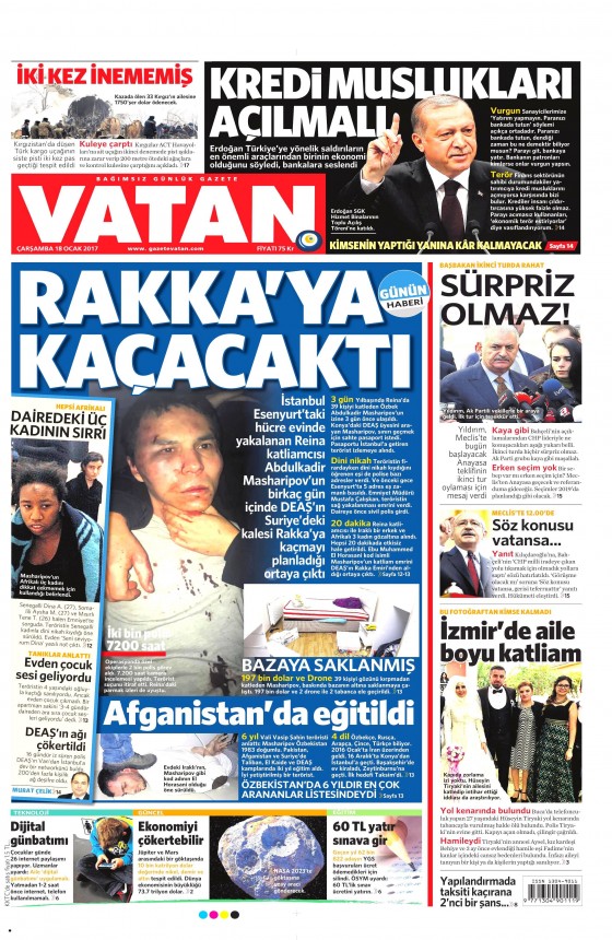 18 Ocak 2017 gazete manşetleri - 12