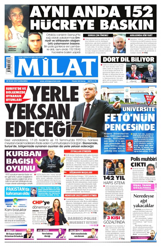 18 Ocak 2017 gazete manşetleri - 16