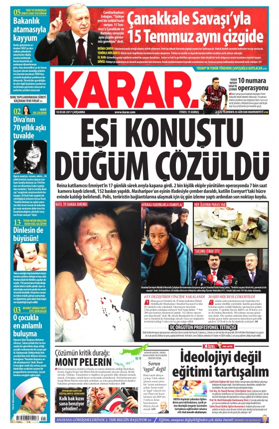 18 Ocak 2017 gazete manşetleri - 18