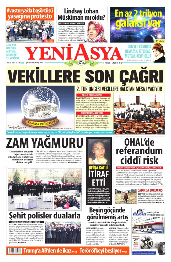 18 Ocak 2017 gazete manşetleri - 20