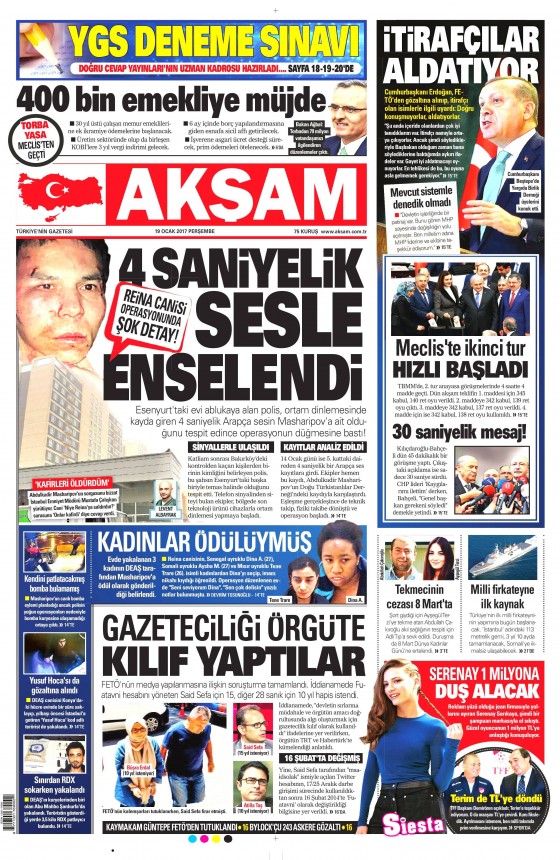 19 Ocak 2017 gazete manşetleri - 2