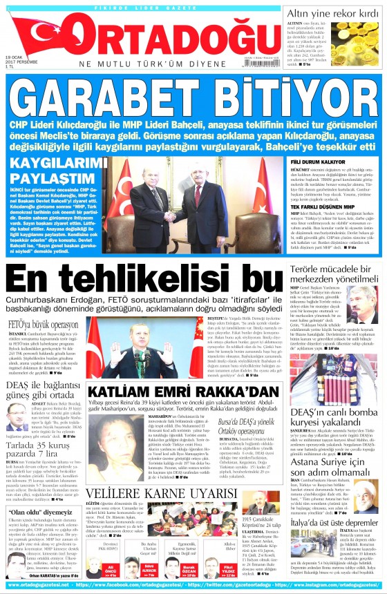 19 Ocak 2017 gazete manşetleri - 4