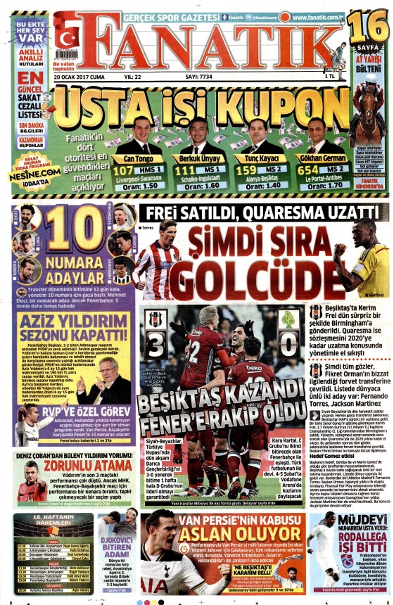 20 Ocak 2017 gazete manşetleri - 4