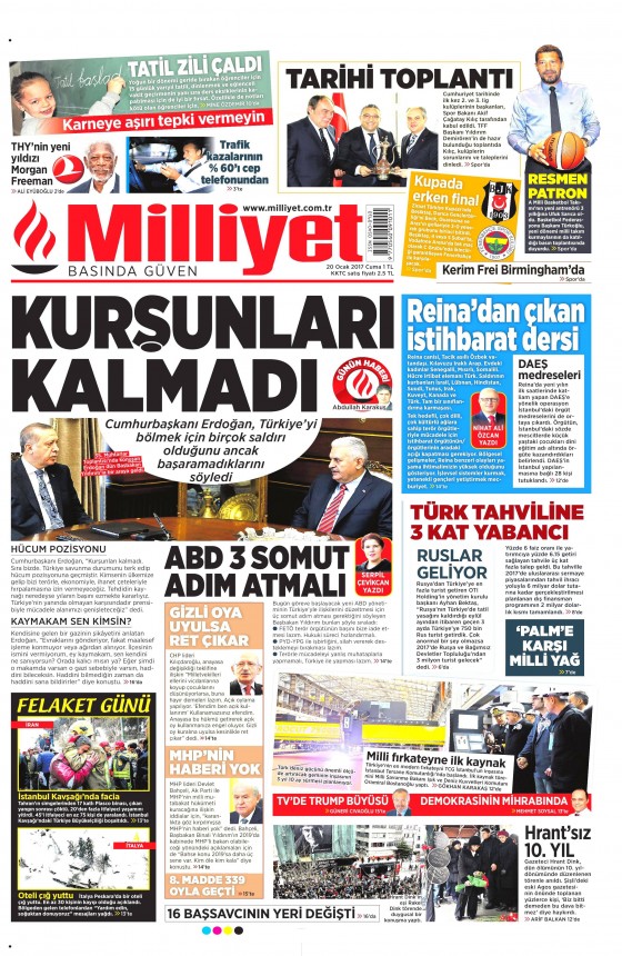 20 Ocak 2017 gazete manşetleri - 7