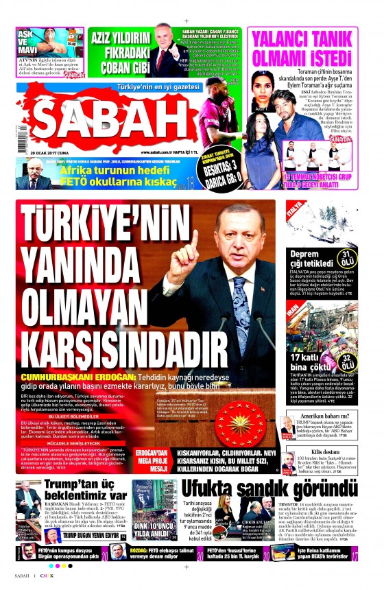 20 Ocak 2017 gazete manşetleri - 6