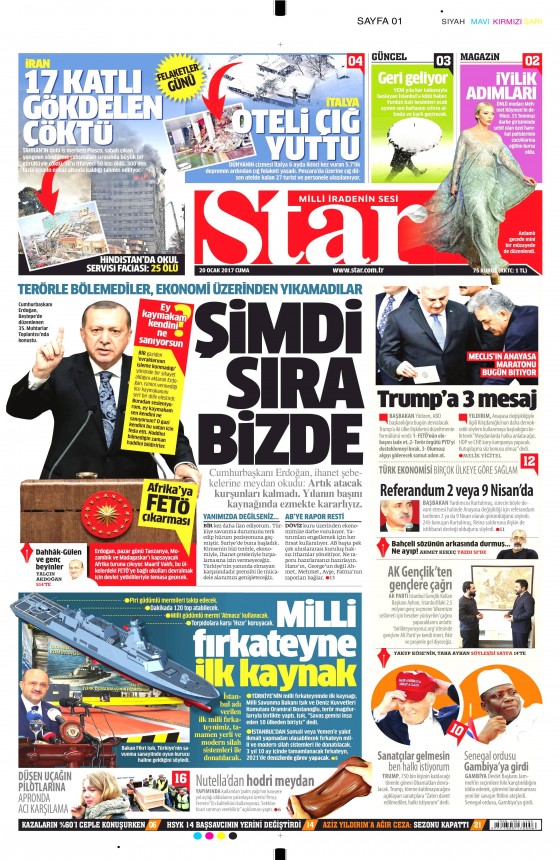 20 Ocak 2017 gazete manşetleri - 5