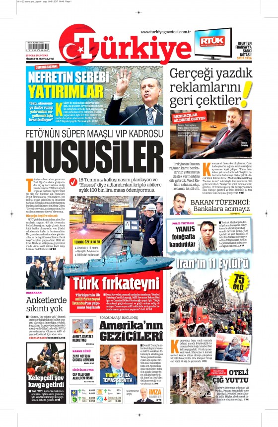20 Ocak 2017 gazete manşetleri - 12