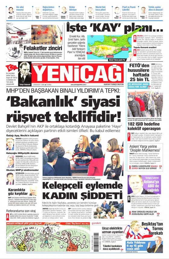 20 Ocak 2017 gazete manşetleri - 15