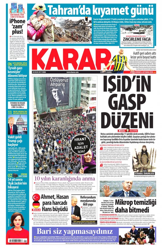 20 Ocak 2017 gazete manşetleri - 22
