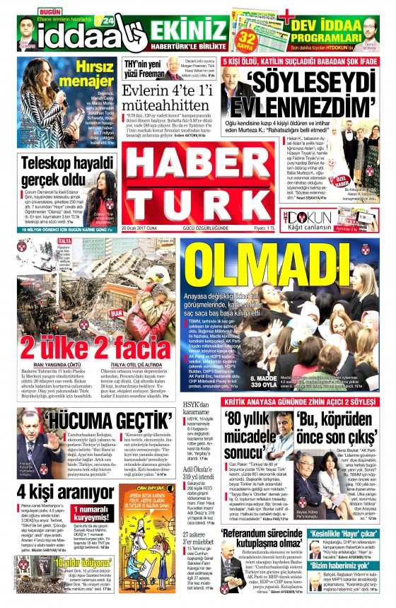 20 Ocak 2017 gazete manşetleri - 19