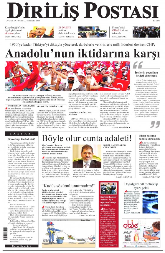 20 Ocak 2017 gazete manşetleri - 24