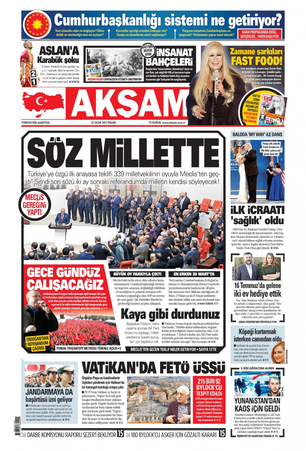 22 Ocak 2017 gazete manşetleri - 2