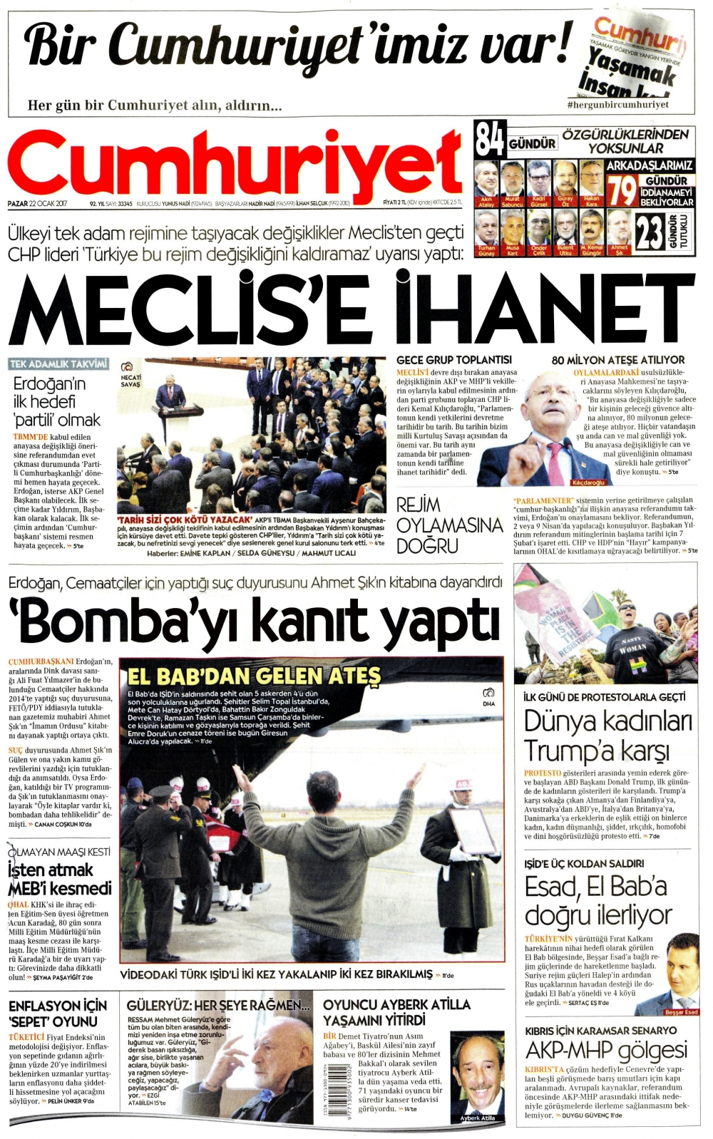 22 Ocak 2017 gazete manşetleri - 10