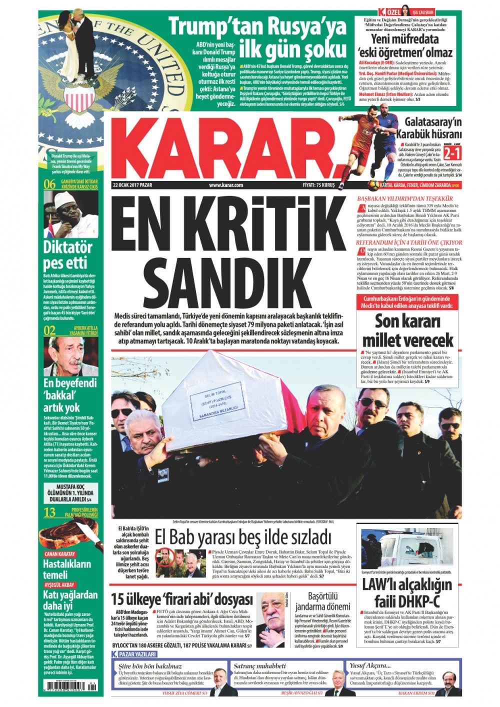 22 Ocak 2017 gazete manşetleri - 6