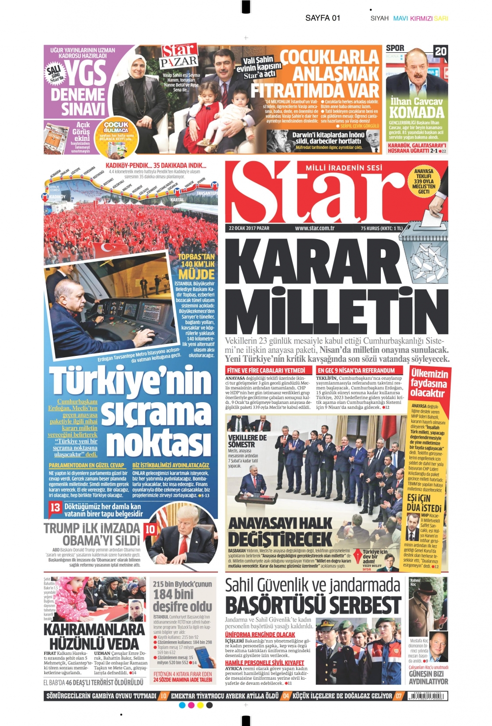 22 Ocak 2017 gazete manşetleri - 13