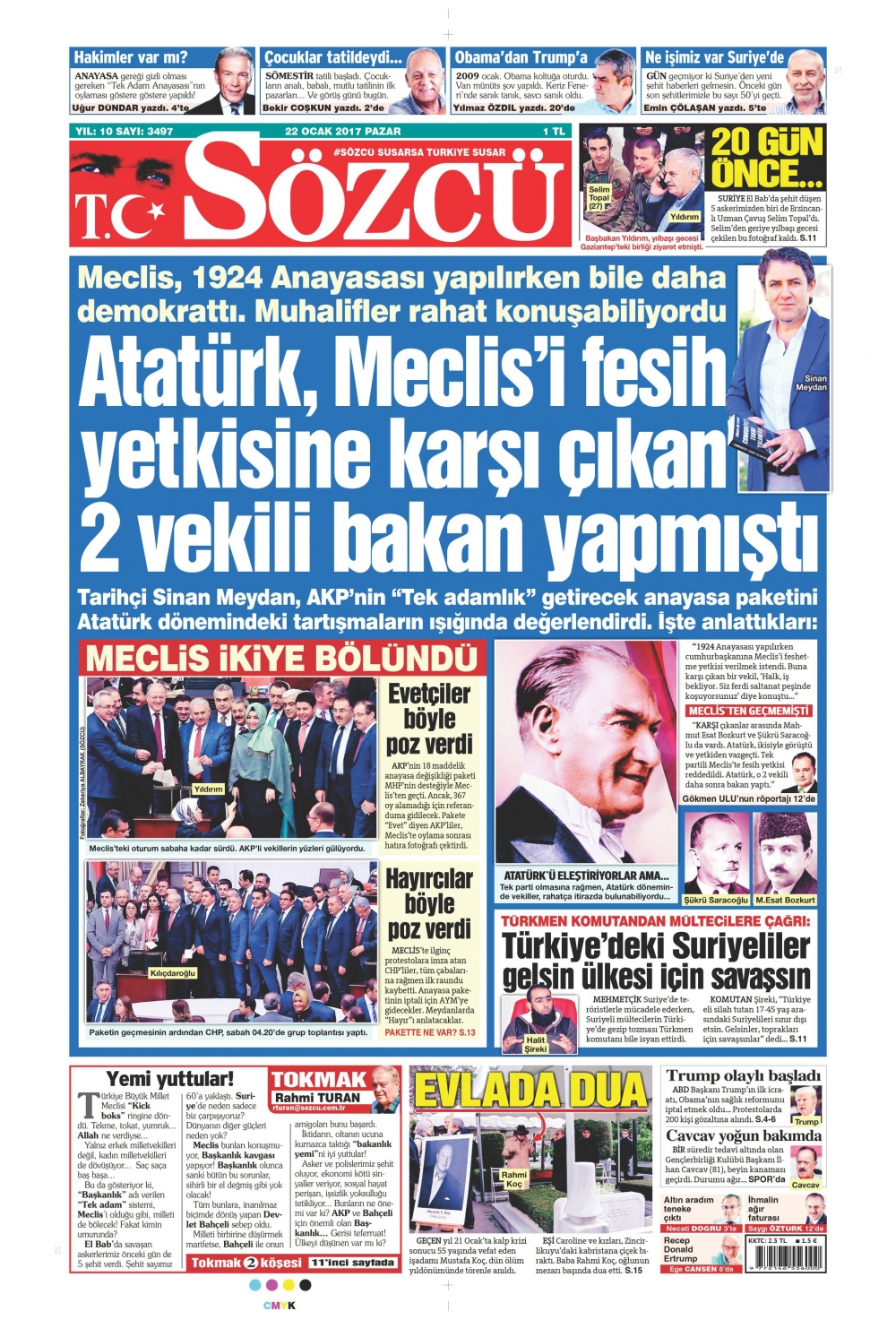 22 Ocak 2017 gazete manşetleri - 14