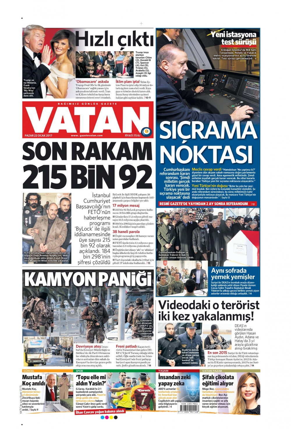 22 Ocak 2017 gazete manşetleri - 16